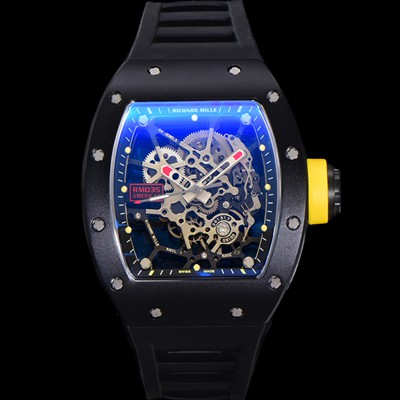 레플리카 [리차드밀러] 남성용 RM035 라파엘 나달 수동/기계식 풀 세라믹 48mm 러버줄 블랙 스켈레톤 다이얼 ric0221  