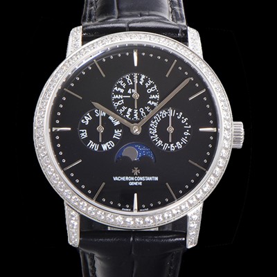 레플리카 [바쉐런콘스탄틴] 남성용 패트리모니 다이아셋팅 논페이즈 오토매틱 1120타입 41mm 가죽줄 블랙다이얼   vac8682  