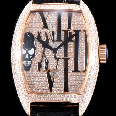 레플리카 [프랭크 뮬러] 남성용 인피니티 2267 QZ COL DRM 스컬 워치!! 풀 다이아셋팅 18k 로즈골드 오토매틱 무브먼트 FRA0400  