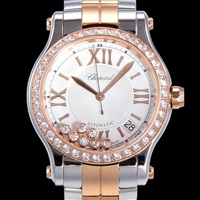 레플리카 [쇼파드] 여성용 해피 스포츠 36미리 오토매틱 ETA2892-2 18K 로즈골드 최상급 쥬얼셋팅 메탈시계 화이트다이얼 CHO73646  