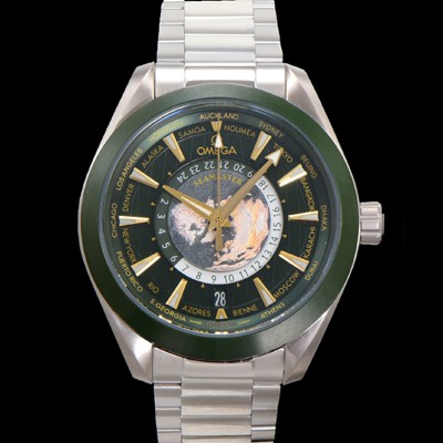 레플리카 [오메가] 남성용 씨마스터 220.30.43.22.10.001 아쿠아테라 150M GMT 월드타이머 43미리 오토매틱 Cal. 8938 타입 메탈줄 그린 다이얼 omg20241  