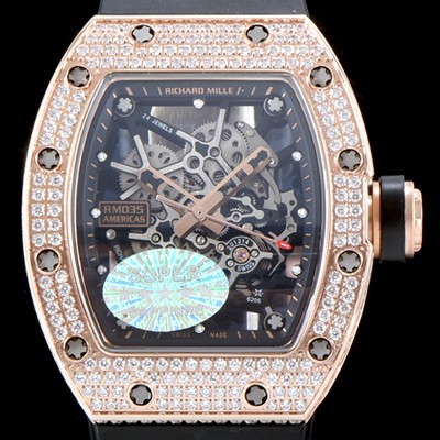 레플리카 [리차드밀레] 남성용 리차드밀 RM035 아메리카즈!! 1:1 수공 맞물림 형식의 쥬얼세팅 고급스러운 18K 로즈골드 스켈레톤 다이얼 오토매틱 무브먼트 RIC0454  
