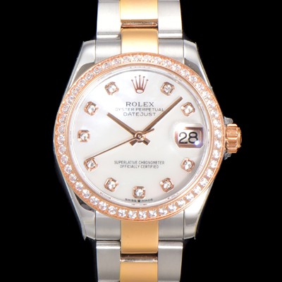 레플리카 [로렉스] 여성용 데이져스트 오이스터 31mm 레이디 오토매틱  18K 로즈골드 투톤콤비 보석/다이아몬드 3열 브레이슬릿 메탈줄 자게다이얼 rol14708  