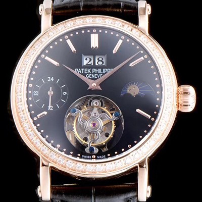 레플리카 [파텍필립] 남성용 그렌드 컴플리케이션 투어빌론 무브먼트 문페이즈 다이아 베젤 블랙 다이얼 PAT0104  