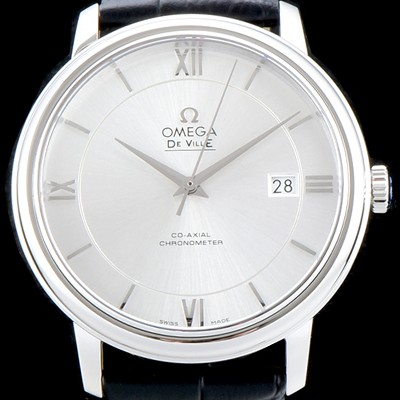 레플리카 [오메가] 남성용 드빌 424.13.40.20.02.001 프레스티지 코-액시얼 화이트 실버 다이얼 오토매틱 무브먼트 OMG0010  