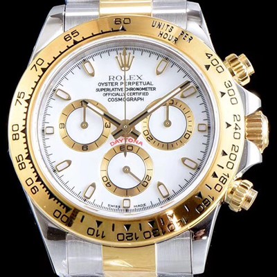 레플리카 [로렉스] 남성용 신형 데이토나 모델 업데이트!! 크로노그래프 18k 옐로골드 투톤 콤비 화이트 다이얼 야광 인덱스 오토매틱 무브먼트 ROL0311  