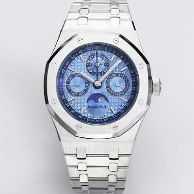 레플리카 [오데마피게] 남성용 로얄오크 26574 퍼페츄얼 캘린더 문페이즈 41mm 아이스블루 다이얼 신형 5134 오토매틱 무브먼트 aud4210  