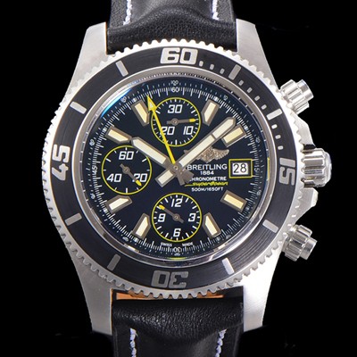 레플리카 [브라이틀링] 남성용 에어로마린 슈퍼오션 어비스 크로노그래프 오토매틱 Eta7750-2 타입 44mm 가죽줄 블랙다이얼 bre0662  