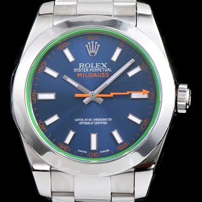 레플리카 [로렉스] 남성용 밀가우스 스틸 116400-GV-72400 그린코팅 블루다이얼 야광 스틱 인덱스 오토매틱 무브먼트 ROL0303  