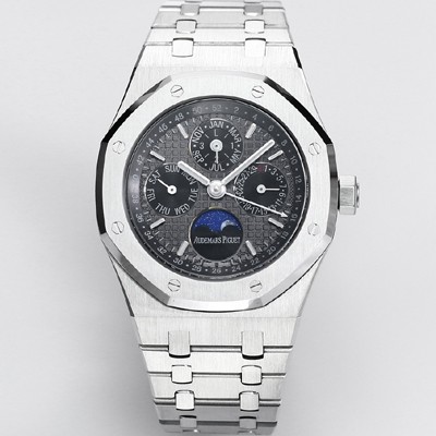 레플리카 [오데마피게] 남성용 로얄오크 26574 퍼페츄얼 캘린더 문페이즈 41mm 다크 그레이 다이얼 신형 5134 오토매틱 무브먼트 AUD4202  