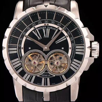 레플리카 [로저드뷔] 남성용 엑스칼리버 아시안 오토매틱 블랙 다이얼 47mm ROG4220  