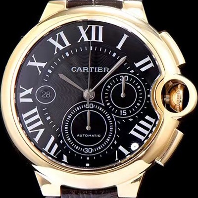 레플리카 [까르띠에] 남성용 발롱블루 드 까르띠에 W6920007 18k 옐로골드 화이트 텍스쳐드 다이얼 크로노그래프 오토매틱 무브먼트 CAR0114  