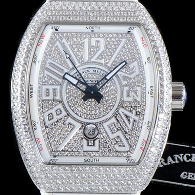 레플리카 [프랭크 뮬러] 남성용 마스터 컴플리케이션 V45 SC DT YACHTING 5N 뱅가드 요팅!! 일본산 최상급 퀄리티의 쥬얼셋팅 케이스 다이아몬드 풀 셋팅 다이얼 스위스 ETA 2824-A2오토매틱 FRA0410  