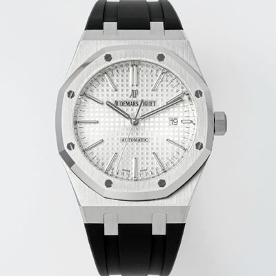 레플리카 [오데마피게] 남성용 15400ST.OO.1220ST.02 로얄오크 41mm 오토매틱 Cal.3120무브먼트 실버 와플 다이얼 aud6530  