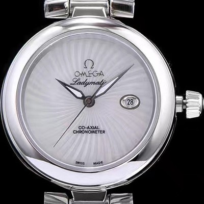 레플리카 [오메가] 남성용 드빌 신형 레이디매틱!! 425.33.34.20.05.001 입체형 화이트 자게 다이얼 화이트 레더스트랩 오토매틱 무브먼트 OMG0033  