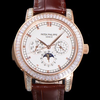 레플리카 [파텍필립] 남성용 Ref.5073P 그랜드 컴플리케이션 문페이즈 오토매틱 18K 로즈골드/다이아몬드셋팅 42mm 가죽줄 화이트다이얼 pat2519  