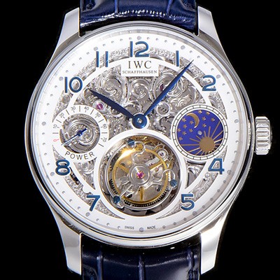 레플리카 [아이더블유씨]남성용  포르투기즈 42미리 수동/기계식 투어빌론(뚜르삐옹) 스켈래톤 다이얼 블랙다이얼 IWC27041  