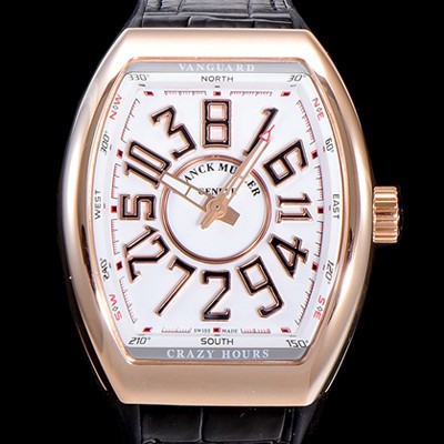 레플리카 [프랭크뮬러] 남성용 뱅가드 오토매틱 CZ02타입 44미리 18K로즈골드 가죽줄/스트랩 화이트다이얼 FRA73813  