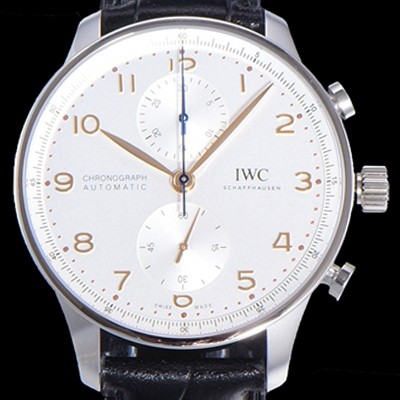 레플리카 [아이더블유씨] 남성용 포르투기즈 IW371604 크로노그래프 오토매틱 Cal.69355 타입 41미리 가죽줄 화이트다이얼 IWC74395  
