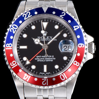레플리카 [로렉스] 남성용 업그레이드 모델!!지엠티 마스터II 126710BLRO-0001 듀얼 타임 블루/레드 투톤 24시간 회전 베젤 블랙 다이얼 5선 쥬빌리 브레이슬릿 오토매틱 무브먼트 ROL0310  