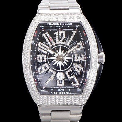 레플리카 [프랭크뮬러] 남성용 1:1수제공정 풀 다이아셋팅 뱅가드 오토매틱 ETA2824 타입 45mm 메탈줄 블랙다이얼 fra4829  