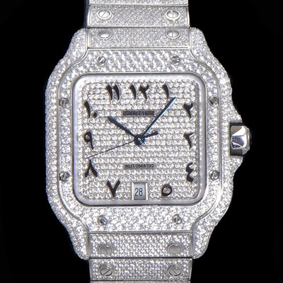 레플리카 [까르띠에] 남성용 산토스 쥬얼 다이아몬드 셋팅 베젤 40mm 큐빅/보석 다이얼 오토매틱 무브먼트 CAR40195  