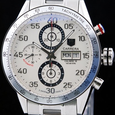 레플리카 [태그호이어] 남성용 까레라 칼리버 16 크로노그래프 화이트 다이얼 오토매틱 무브먼트 TAG0214  
