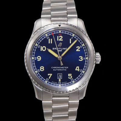 레플리카 [브라이틀링] 남성용 네비타이머 A17314101C1A1 오토매틱 2824 타입 41mm 메탈줄 블루 다이얼 bre6054  
