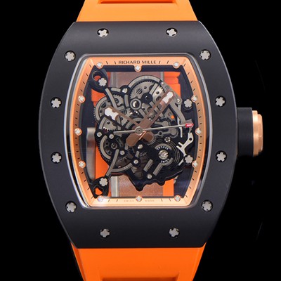 레플리카 [리차드밀레] 남성용 RM055 블랙 PVD코딩 스켈레톤 다이얼 러버 스트랩 기계식 수동형 무브먼트 RIC07177  