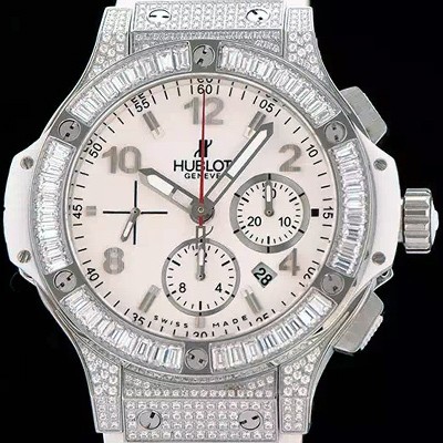 레플리카 [휴블렛] 남성용 빅뱅 화이트실버 다이아몬드 퍼펙트버젼 화이트다이얼 HUB0400  