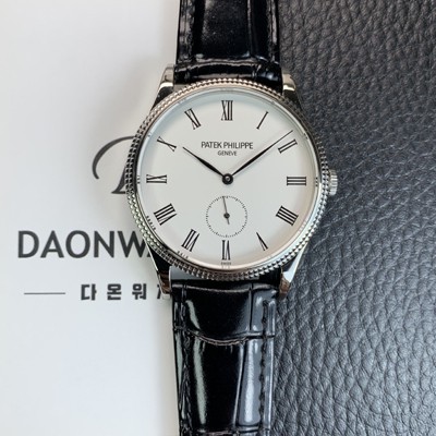 레플리카 [파텍필립] 남성용 칼라트라바 가죽줄 39mm 오토매틱 324 타입 화이트 다이얼 pat2247  