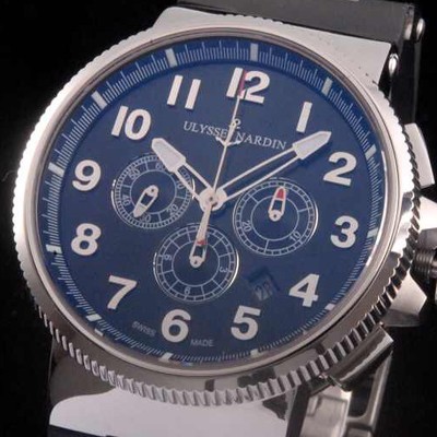 레플리카 [율리스나르당] 마린크로노그래프 44mm 아라비안 마크 블랙 다이얼 ULY42010  