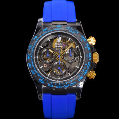 레플리카 [로렉스]남성용 데이토나 카본 베젤 40mm 크로노그래프 오토매틱 Cal.4130 무브먼트 스켈레톤 다이얼 rol5375  