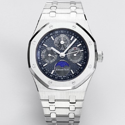 레플리카 [오데마피게] 남성용 로얄오크 26574 퍼페츄얼 캘린더 문페이즈 41mm 다크 블루 다이얼 신형 5134 오토매틱 무브먼 AUD4204  