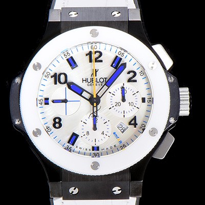레플리카 [휴블렛]남성용 빅뱅 크로노그래프 44미리 PVD 코팅 세라믹 우레탄 오토매틱 화이트다이얼 HUB47949  