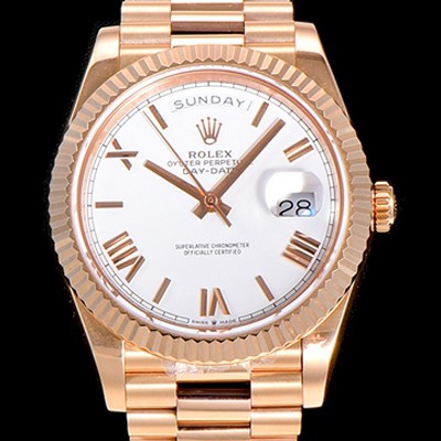 레플리카 [로렉스] 남성용 데이데이트 오토매틱 로즈골드 올금 금장시계 이티애이 2836-2 40미리 화이트다이얼 3열 브레이슬릿 ROL79559  