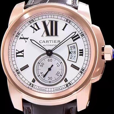 레플리카 [까르띠에] 남성용 칼리브 드 까르띠에 W7100009 18k 로즈골드 화이트 다이얼 오토매틱 무브먼트 CAR0103  