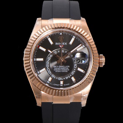 레플리카 [로렉스] 남성용 스카이더웰러 m336235-0004 18K 로즈골드 42mm 오토매틱 Cal.9002 타입 우레탄줄 그레이 다이얼 rol5314  