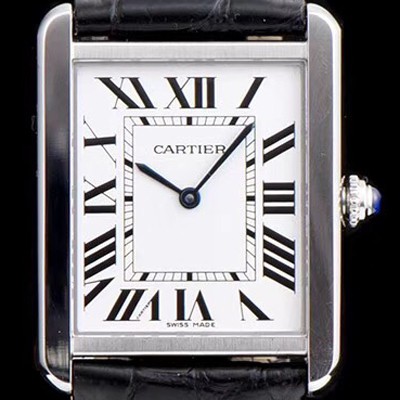 레플리카 [까르띠에] 남성용 탱크 로마 인덱스 화이트 다이얼 커플용 쿼츠 무브먼트 CAR0504  