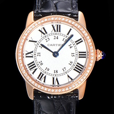 레플리카 [까르띠에] 여성용 롱드 더 솔로 WR000351  쿼츠 므브먼트 29미리 로즈골드 큐빅베젤 악어가죽줄 화이트다이얼 CAR11547  