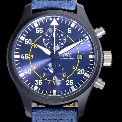 레플리카 [아이더블유씨]남성용 파일럿 워치 탑건 IW389008 크로노그래프 44.5미리 메르세데스-AMG 블루다이얼 오토매틱 IWC91976  