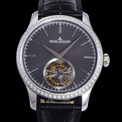 레플리카 [예거르꿀트르] 남성용 마스터 그랜드 트레디션 1662451 오토매틱 투어빌론 798타입  42mm 보석다이아드베젤 가죽시계 블랙다이얼   jag82654  