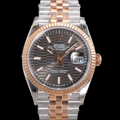 레플리카 [로렉스] 남성용 904L스틸!! 2023신형 데이져스트 36mm II m126231 !! 로즈골드 그레이 다이얼 브레이슬릿 신형 Cal.3235 오토매틱 무브먼트 ROL19326  
