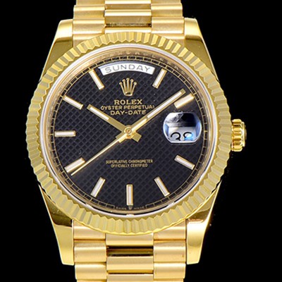 레플리카 [로렉스] 남성용 데이데이트 오토매틱 옐루골드 올금 금장시계 이티애이 2836-2 40미리 블랙다이얼 3열 브레이슬릿 ROL79477  