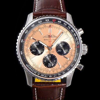 레플리카 [브라이틀링] 남성용 네비타이머 AB0138241K1P1 크로노그래프 ETA7750-2 타입 오토매틱 43mm 가죽줄 핑드골드 다이얼 bre5993  