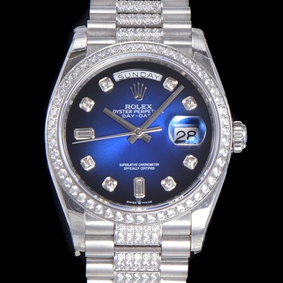 레플리카 [로렉스] 남성용 데이데이트 오토매틱 Cal.3235타입 36mm 다이아베젤부착 메탈줄 블루다이얼 rol82304  