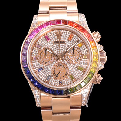 레플리카 [로렉스] 남성용 데이토나 오이스터 다이아/큐빅 ETA7750-2 타입 오토매틱 크로노그래프 40mm 18K 로즈골드 보석다이얼 rol6944  