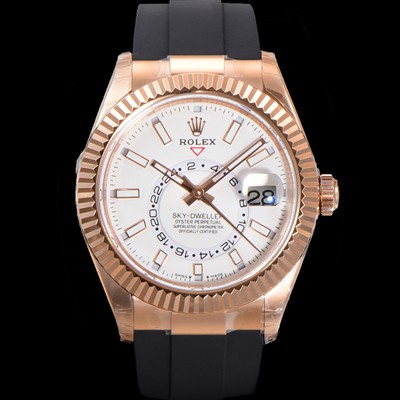 레플리카 [로렉스] 남성용 스카이더웰러 m336235-0003 18K 로즈골드 42mm 오토매틱 Cal.9002 타입 우레탄줄 화이트 다이얼 rol5313  