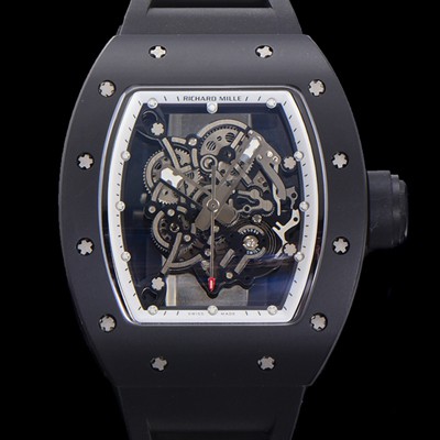 레플리카 [리차드밀레] 남성용 RM055 블랙 PVD코딩 스켈레톤 다이얼 러버 스트랩 기계식 수동형 무브먼트 RIC03619  