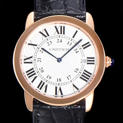 레플리카 [까르띠에] 남여공용 롱드 더 솔로 W6701008  쿼츠 므브먼트 36미리 로즈골드 악어가죽줄 화이트다이얼 CAR11558  
